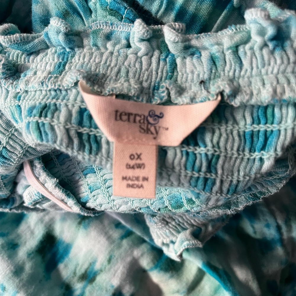 Terra & Sky Teal Smock Midi Dress Sz 0X - Picture 7 of 7
